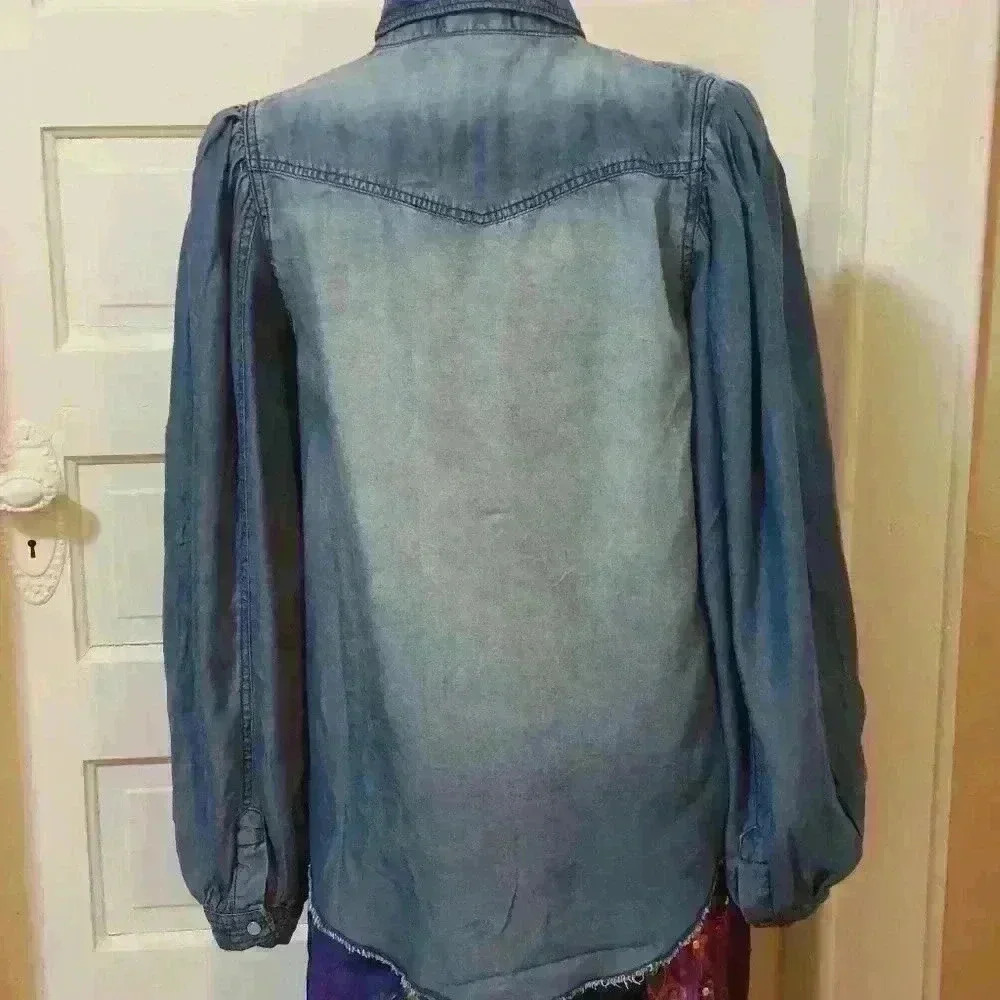 Chambray Poet Sleeve Shirt - Picture 2 of 6